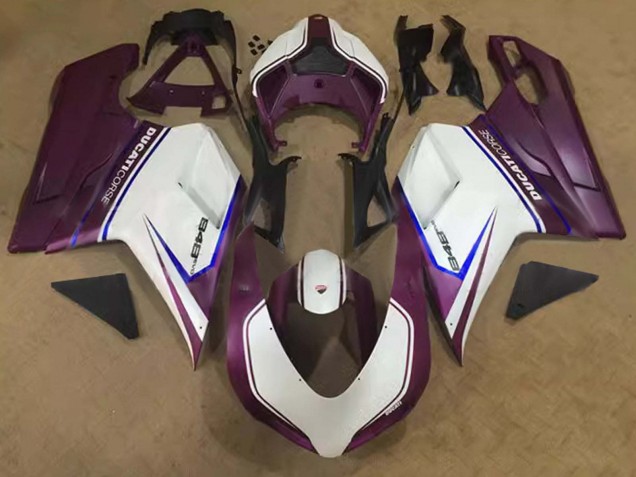 Großhandel Ducati 848 Motorrad Verkleidung 2007-2014 - Weiss Blau Lila Corse