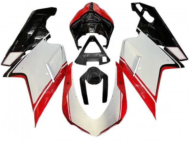 Großhandel Ducati 848/1098/1198 Motorrad Verkleidung 2007-2014 - Weiss Rot Glanzendes Schwarz