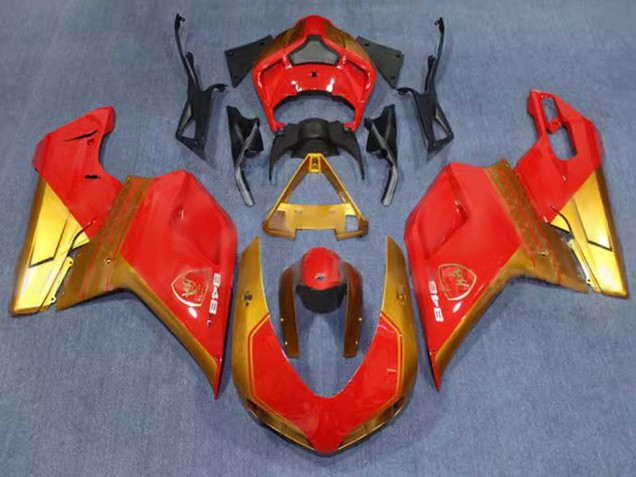 Großhandel Ducati 848 Motorrad Verkleidung 2007-2014 - Rot Gold