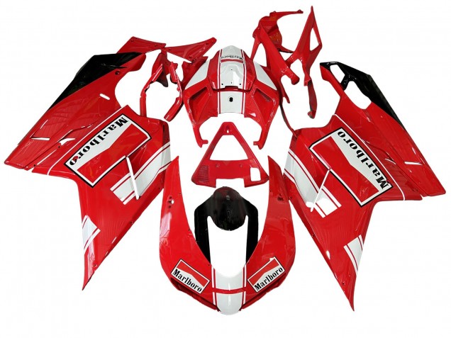 Großhandel Ducati 848/1098/1198 Motorrad Verkleidung 2007-2014 - Weiss Rot Glanzendes Schwarz Marlboro