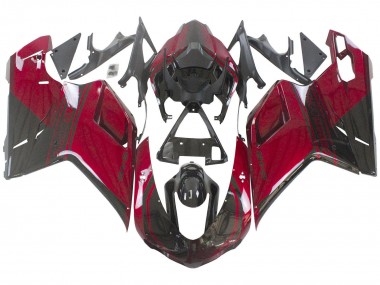 Großhandel Ducati 848 Motorrad Verkleidung 2007-2014 - Rot Glanzendes Schwarz