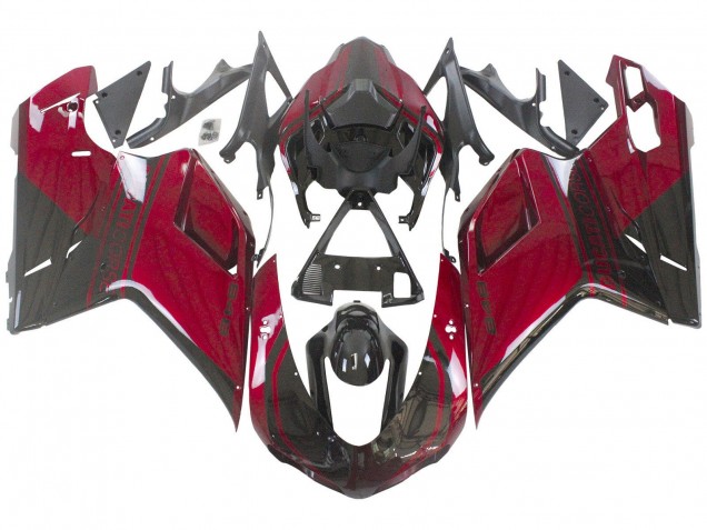Großhandel Ducati 848 Motorrad Verkleidung 2007-2014 - Rot Glanzendes Schwarz