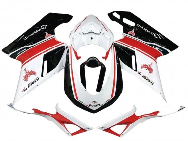 Großhandel Ducati 1198 Motorrad Verkleidung 2007-2014 - Weiss Rot Glanzendes Schwarz