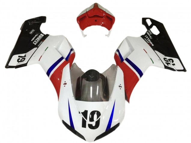 Großhandel Ducati 848/1098/1198 Motorrad Verkleidung 2007-2014 - Weiss Rot Blau Glanzendes Schwarz 19