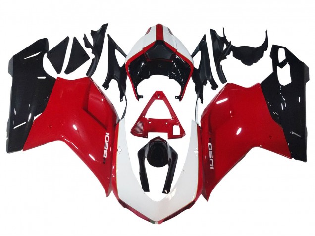 Großhandel Ducati 1098 Motorrad Verkleidung 2007-2014 - Weiss Rot Glanzendes Schwarz