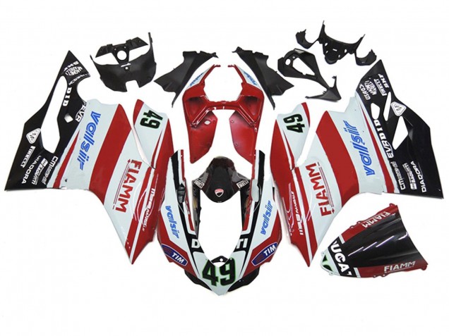 Großhandel Ducati 1199 Motorrad Verkleidung 2011-2014 - Weiss Rot Glanzendes Schwarz Valsir Fiamm 49