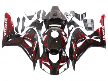 Großhandel Honda CBR1000RR Motorrad Verkleidung 2006-2007 - Glanzendes Schwarz Rot Flamme