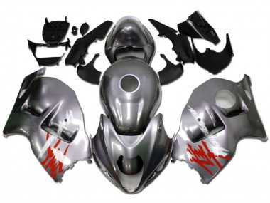 Großhandel Suzuki GSXR 1300 Hayabusa Motorrad Verkleidung 1996-2007 - Silber mit Rot Weiss Aufkleber