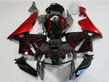 Großhandel Honda CBR600RR Motorrad Verkleidung 2005-2006 - Glanzendes Schwarz Rot Flamme