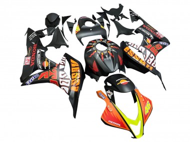 Großhandel Honda CBR600RR Motorrad Verkleidung 2007-2008 - Matt Schwarz Orange Rot Rossi Repsol 46
