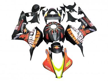 Großhandel Honda CBR600RR Motorrad Verkleidung 2007-2008 - Matt Schwarz Orange Rot Rossi Repsol 46