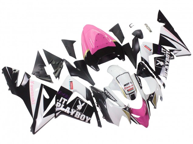 Großhandel Kawasaki ZX10R Motorrad Verkleidung 2004-2005 - Schwarz Rosa Weiss Playboy Motul
