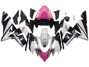 Großhandel Kawasaki ZX10R Motorrad Verkleidung 2004-2005 - Schwarz Rosa Weiss Playboy Motul