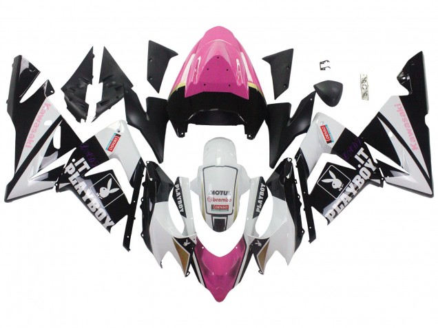 Großhandel Kawasaki ZX10R Motorrad Verkleidung 2004-2005 - Schwarz Rosa Weiss Playboy Motul