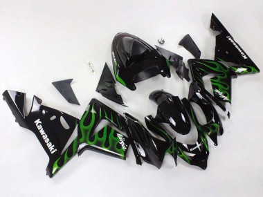 Großhandel Kawasaki ZX10R Motorrad Verkleidung 2004-2005 - Schwarz mit Gruner Flamme Ninja