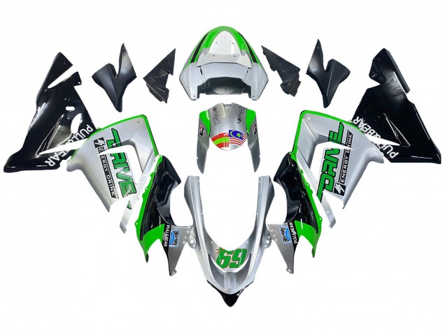 Großhandel Kawasaki ZX10R Motorrad Verkleidung 2004-2005 - Grun Silber Schwarz 69