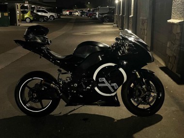 Großhandel Kawasaki ZX10R Motorrad Verkleidung 2006-2007 - Glanzendes Schwarz Weiss Kreis