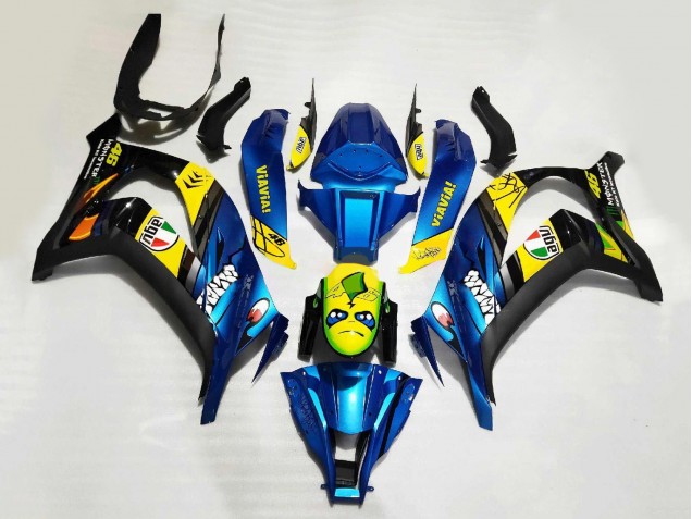 Großhandel Kawasaki ZX10R Motorrad Verkleidung 2008-2010 - Blau Gelb Schwarz Hai
