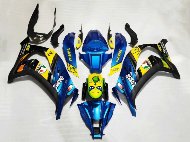 Großhandel Kawasaki ZX10R Motorrad Verkleidung 2011-2015 - Blau Gelb Schwarz Hai