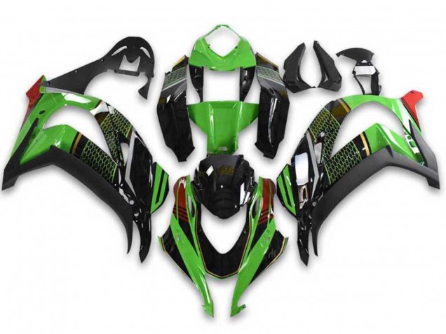 Großhandel Kawasaki ZX10R Motorrad Verkleidung 2021-2025 - Grun Schwarz Rot Bienenwabe