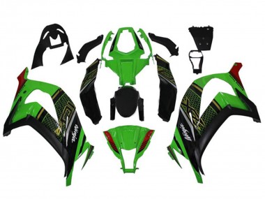 Großhandel Kawasaki ZX10R Motorrad Verkleidung 2011-2015 - Grun Glanzendes Schwarz Rot Bienenwabe