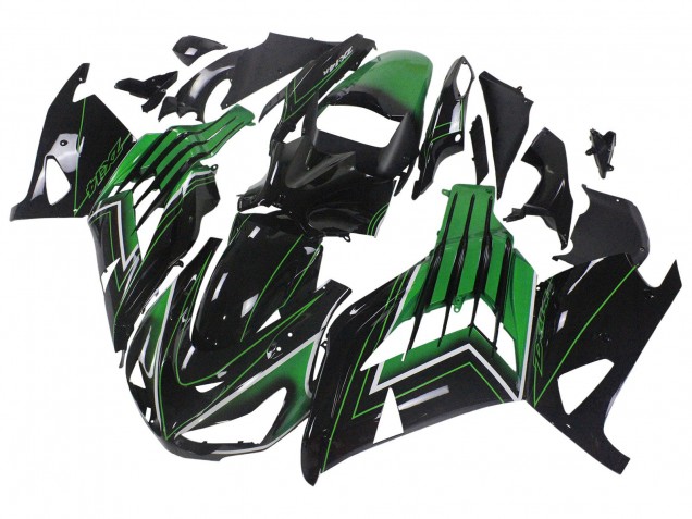 Großhandel Kawasaki ZX14R ZZR1400 Motorrad Verkleidung 2012-2024 - Grun Glanzendes Schwarz Streifen