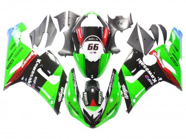 Großhandel Kawasaki ZX6R Motorrad Verkleidung 2005-2006 - Grun Rot Schwarz Elf 66