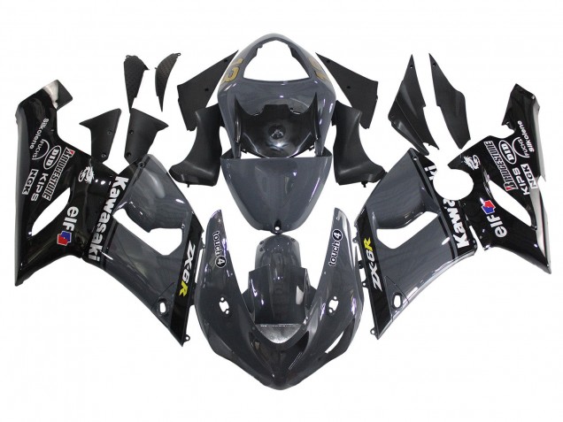 Großhandel Kawasaki ZX6R Motorrad Verkleidung 2005-2006 - Dunkel Grau Schwarz