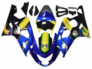 Großhandel Suzuki GSXR 600 / GSXR 750 Motorrad Verkleidung 2004-2005 - Blau Gelb Schwarz Hai