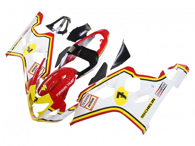 Großhandel Suzuki GSXR 600 / GSXR 750 Motorrad Verkleidung 2004-2005 - Weiss Rot Gelb Michelin Texaon Heron 7