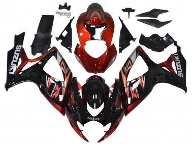 Großhandel Suzuki GSXR 600 / GSXR 750 Motorrad Verkleidung 2006-2007 - Rot Glanzendes Schwarz Orange
