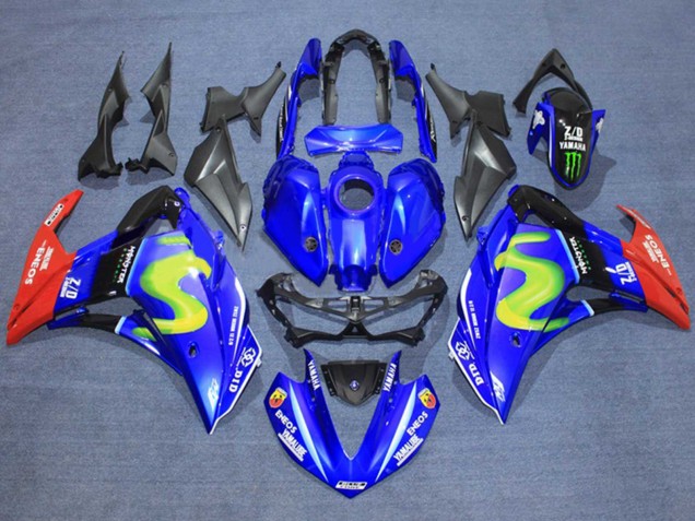 Großhandel Yamaha YZF R3/R25 Motorrad Verkleidung 2015-2018 - Blau Glanzendes Schwarz Rot ENEOS Monster
