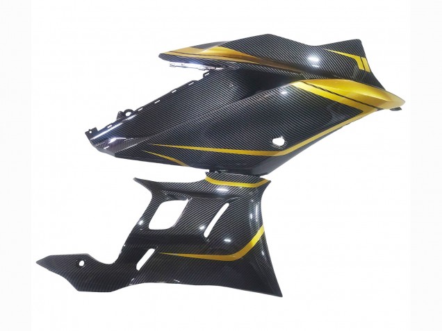 Großhandel Yamaha YZF R3/R25 Motorrad Verkleidung 2019-2021 - Gold Schwarz Carbonfaser