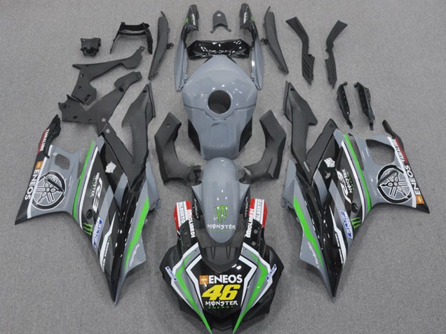 Großhandel Yamaha YZF R3/R25 Motorrad Verkleidung 2022-2024 - Nardo Grau Grun Schwarz Monster ENEOS 46