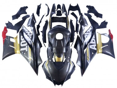Großhandel Yamaha YZF R3/R25 Motorrad Verkleidung 2022-2024 - Schwarzer Carbonfaser Stil Goldrot ABBOT