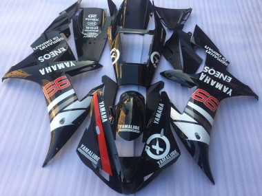 Großhandel Yamaha YZF R1 Motorrad Verkleidung 2002-2003 - Glanzendes Schwarz Weiss Rot Yamalube ENEOS