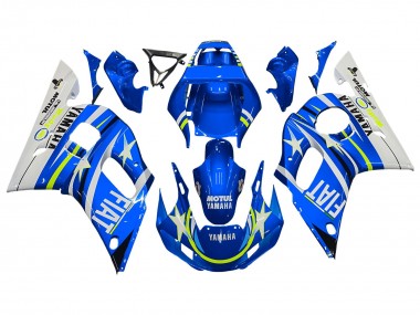 Großhandel Yamaha YZF 600 R6 Motorrad Verkleidung 1998-2002 - Weiss Blau Neon Gelb Fiat Motul Michelin