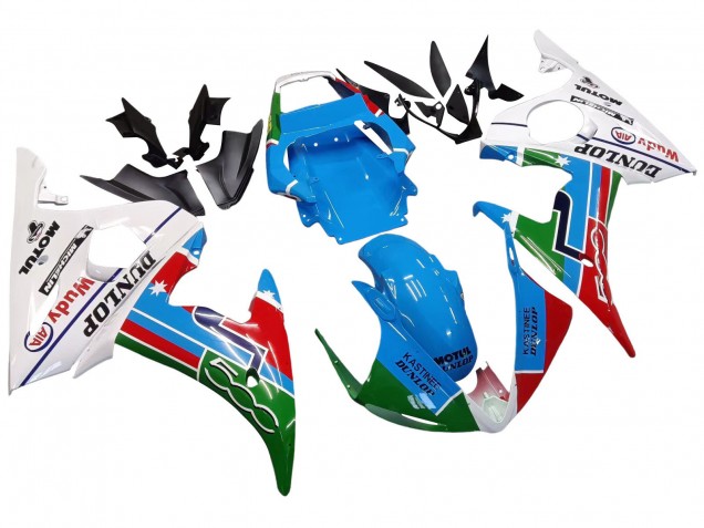 Großhandel Yamaha YZF R6S Motorrad Verkleidung 2006-2009 - Weiss Blau Grun Rot Kastinee Dunlop Motul
