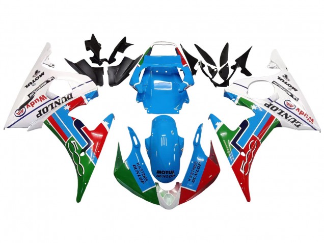 Großhandel Yamaha YZF R6S Motorrad Verkleidung 2006-2009 - Weiss Blau Grun Rot Kastinee Dunlop Motul