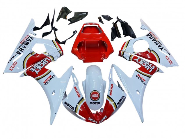Großhandel Yamaha YZF R6S Motorrad Verkleidung 2006-2009 - Weiss Rot Lucky Strike Motul
