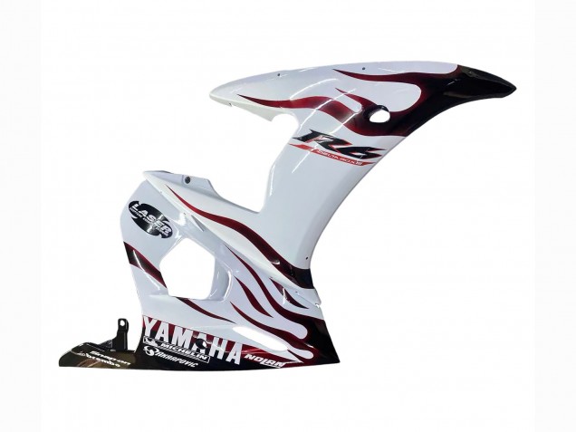 Großhandel Yamaha YZF R6S Motorrad Verkleidung 2006-2009 - Weiss mit Dunkel Schwarz Flamme
