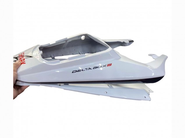 Großhandel Yamaha YZF R6S Motorrad Verkleidung 2006-2009 - Weiss mit Dunkel Schwarz Flamme