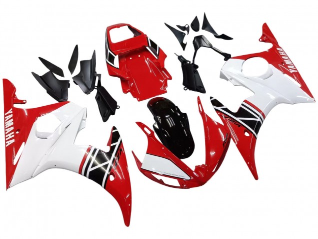 Großhandel Yamaha YZF R6S Motorrad Verkleidung 2006-2009 - Weiss Rot Glanzendes Schwarz
