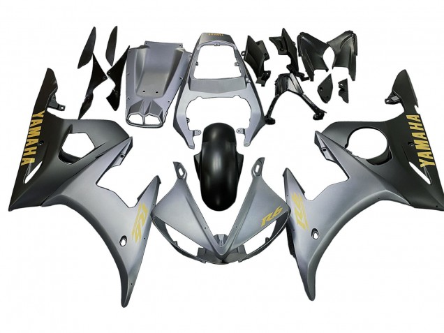 Großhandel Yamaha YZF R6S Motorrad Verkleidung 2006-2009 - Matt Grau Matt Schwarz Gold Aufkleber
