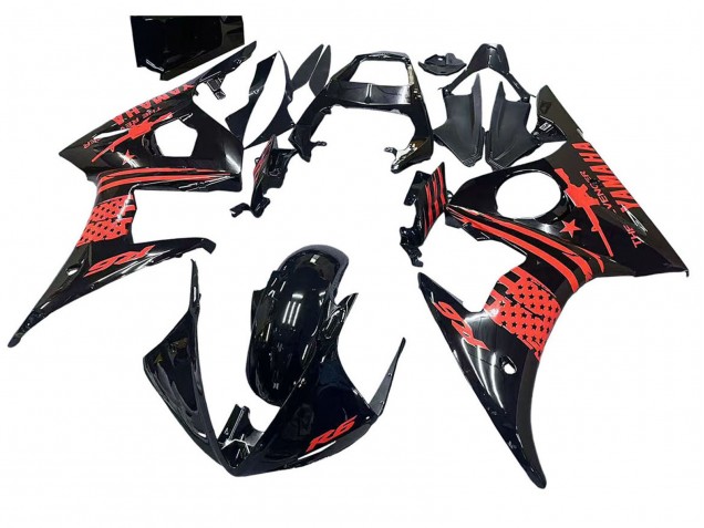 Großhandel Yamaha YZF R6S Motorrad Verkleidung 2006-2009 - Glanzendes Schwarz Rot