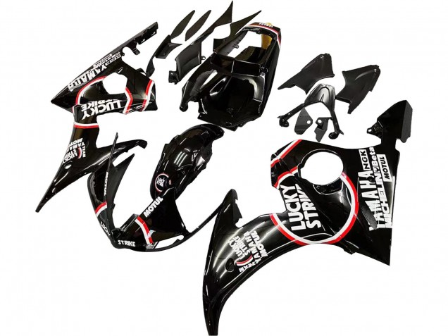 Großhandel Yamaha YZF R6S Motorrad Verkleidung 2006-2009 - Glanzendes Schwarz Rot Weiss Lucky Strike Motul