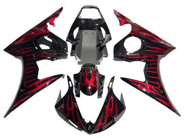 Großhandel Yamaha YZF 600 R6 Motorrad Verkleidung 2005 - Schwarz mit Rot Flamme