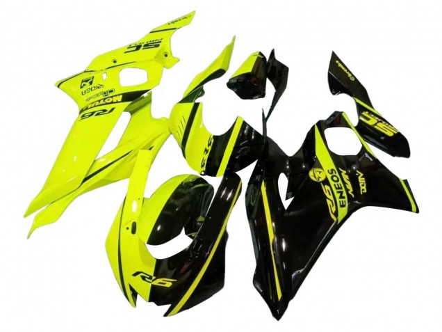 Großhandel Yamaha YZF 600 R6 Motorrad Verkleidung 2017-2025 - Neon Gelb Glanzendes Schwarz Geteiltes