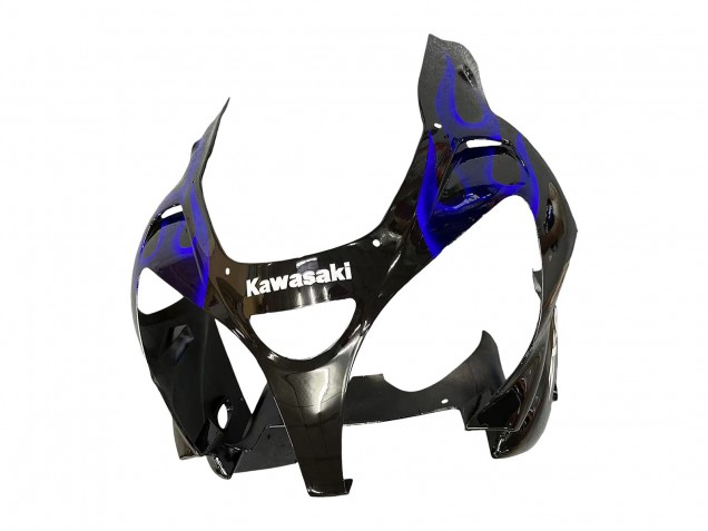 Großhandel Kawasaki ZX9R Motorrad Verkleidung 2000-2001 - Glanzendes Schwarz Blau Flamme Weiss