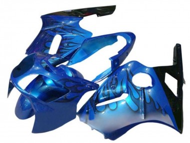 Großhandel Kawasaki ZX12R Motorrad Verkleidung 2000-2001 - Blau Schwarz Flamme